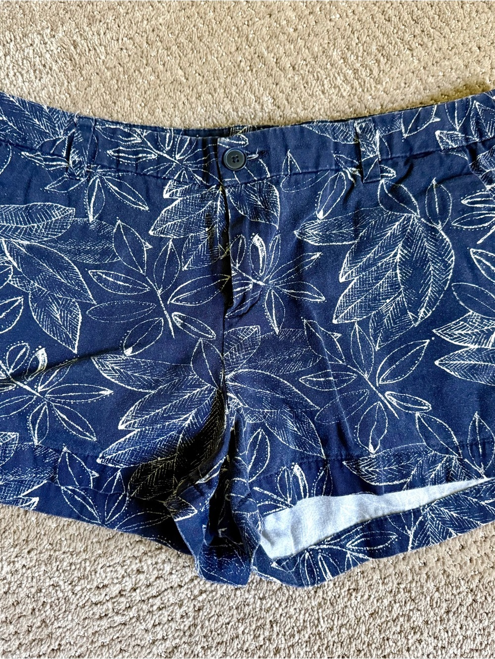 Merona Navy Blue Floral Print Bermuda Shorts